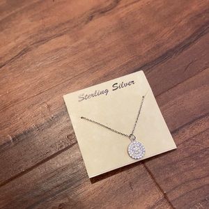 Sterling silver crystal pave pendant necklace new